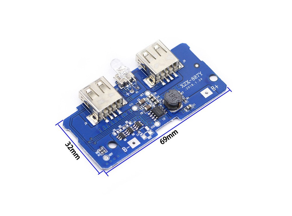ماژول ساخت پاوربانک دارای دو خروجی 5V 1A , 2A USB ماژول ساخت پاوربانک دارای دو خروجی 5V 1A , 2A USB