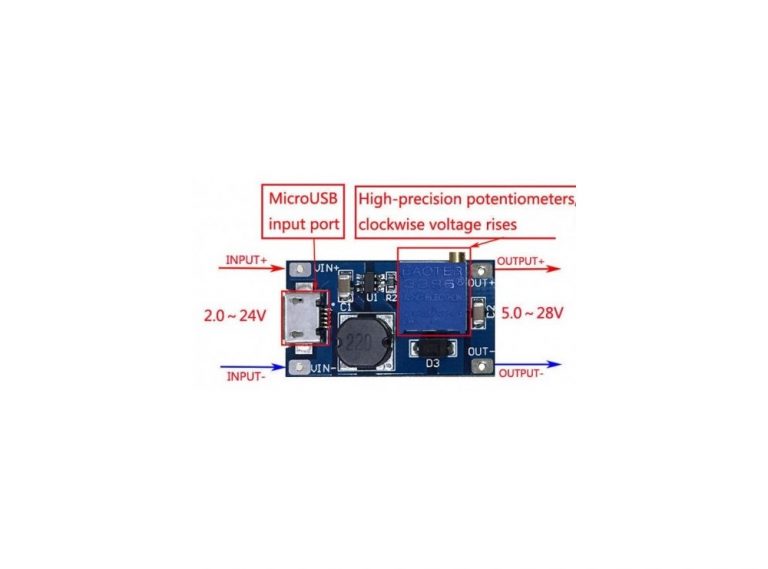ماژول رگولاتور DC-DC افزاینده 2 آمپر با ورودی میکرو USB