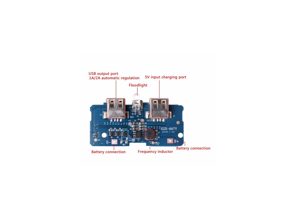 ماژول ساخت پاوربانک دارای دو خروجی 5V 1A , 2A USB ماژول ساخت پاوربانک دارای دو خروجی 5V 1A , 2A USB