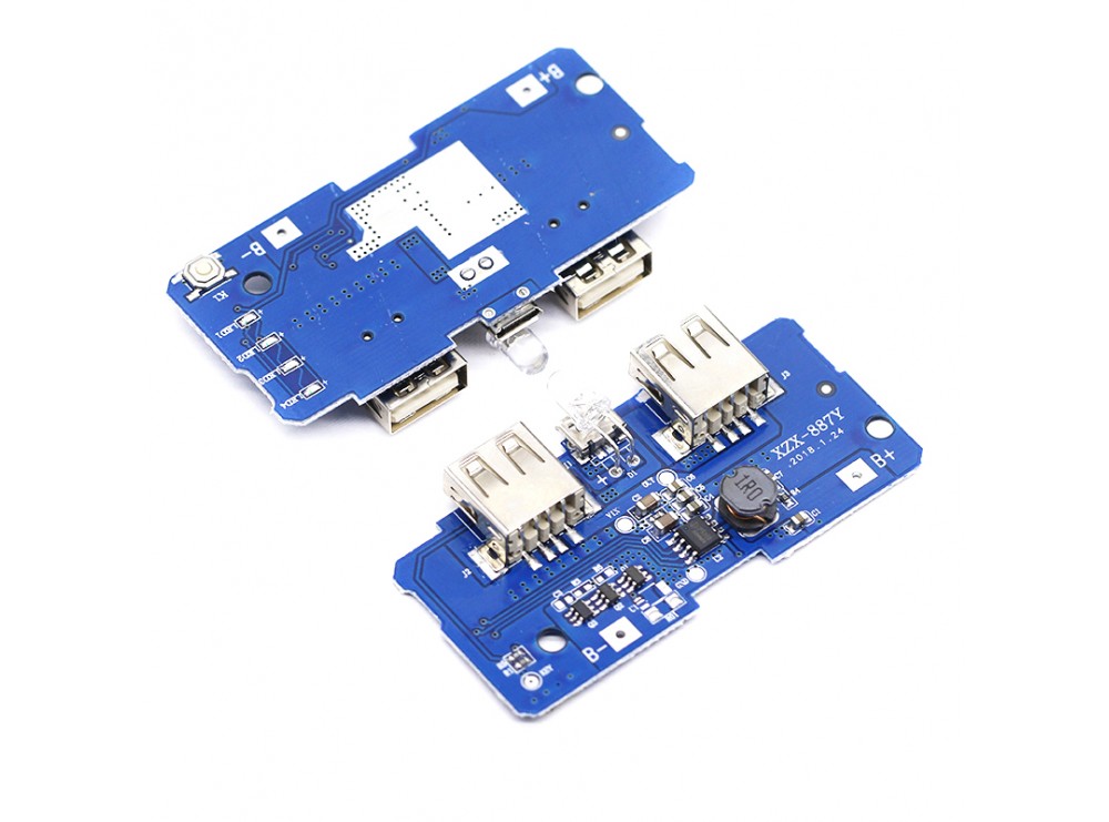 ماژول ساخت پاوربانک دارای دو خروجی 5V 1A , 2A USB