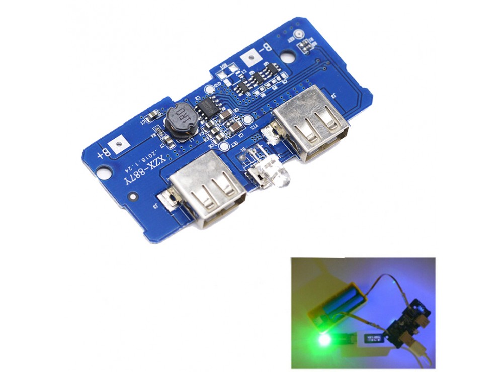 ماژول ساخت پاوربانک دارای دو خروجی 5V 1A , 2A USB ماژول ساخت پاوربانک دارای دو خروجی 5V 1A , 2A USB