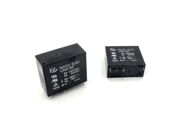 Manufacturer RAYEX ELECTRONICS Type of relay electromagnetic Contacts configuration DPDT Rated coil voltage 9V DC AC contacts rating @R (at resistive load) 5A / 250V AC DC contacts rating @R (at resistive load) 5A / 30V DC Contact current max. 5A Switched voltage max. 30V DC, max. 250V AC Relay variant miniature Mounting PCB Body dimensions 29x25.5x12.5mm Release time 10ms Operating temperature -40...80°C Relay series LM2 Contact material AgCdO Terminal pitch 5mm